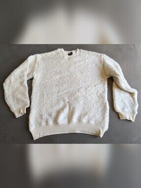 Pull&Bear Cream Textured Crewneck Sweater